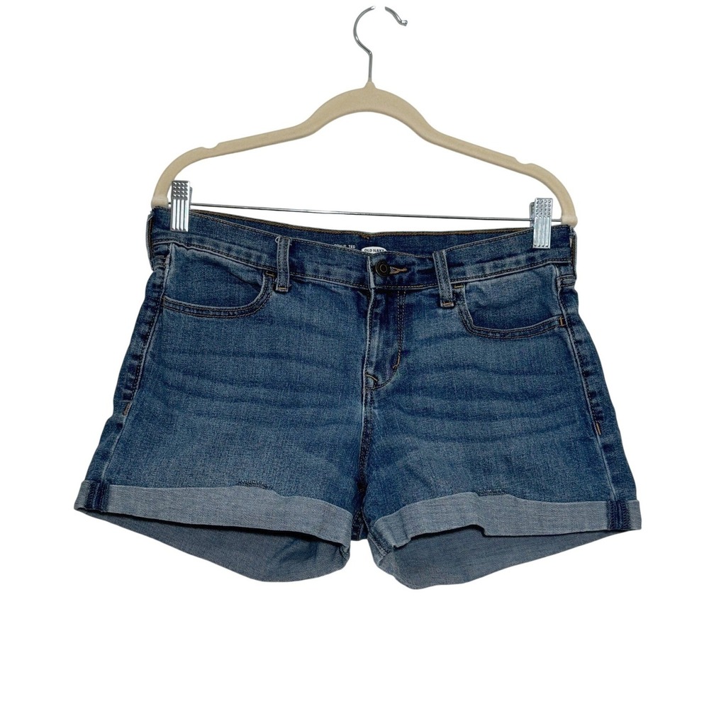 Old Navy Women Blue Semi-Fitted Stretch Denim Cuffed Jean Shorts‎ Size 6